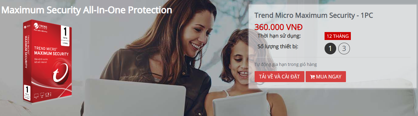 Giao diện Trend Micro Maximum Security 2019